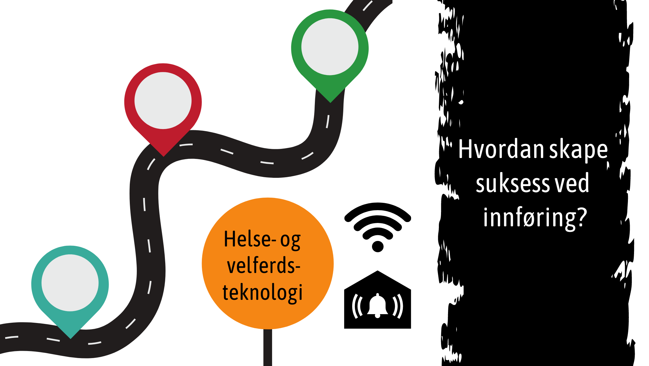 illustrasjon veikart helse og velferdsteknologi med wifi og gps symboler