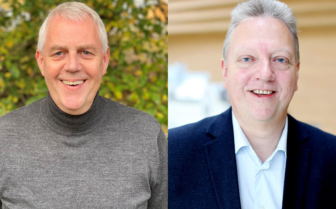Two men portraits smiling