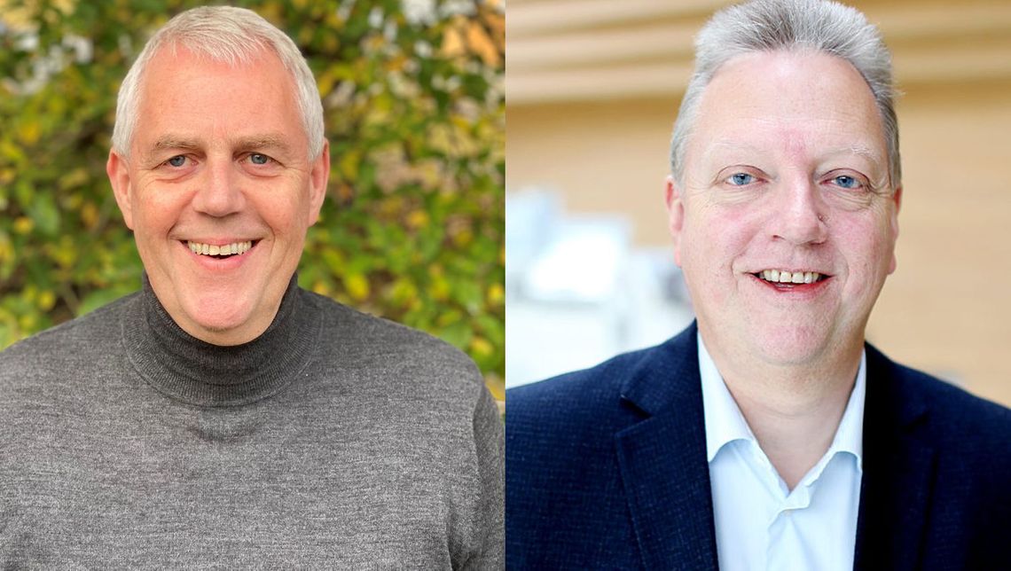 Two men portraits smiling 